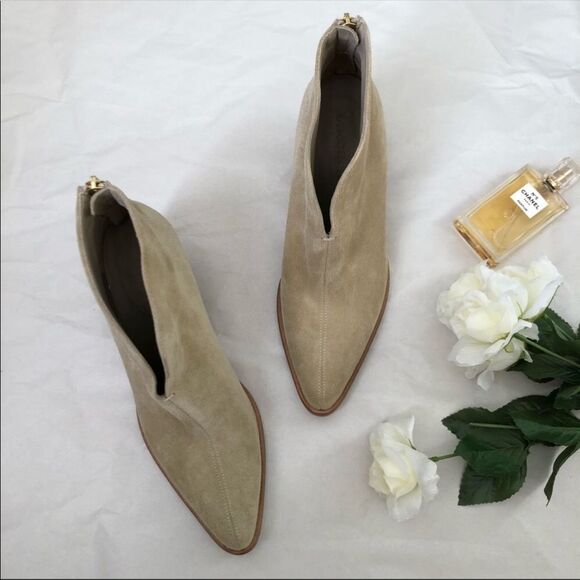 VINCE Havana Ankle Bootie Sz 6.5 New Front Slit Stacked Block Heel Boho Cottage - Picture 3 of 13